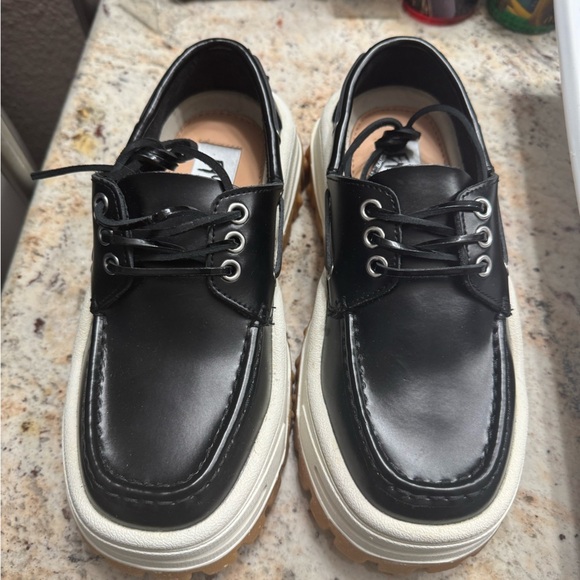 Eytys Mykonos Leather Platform Loafers Size 7.5 US 38 EU Women’s Chunky BoatShoe - Picture 2 of 7